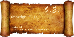 Országh Eliz névjegykártya